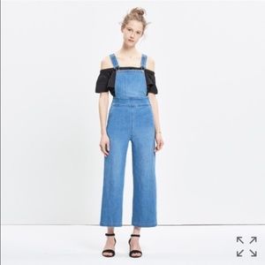 Madewell Wide-Leg High Rise Denim Overalls (S)